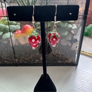 Handmade Sterling Silver Glass Strawberry Earrings